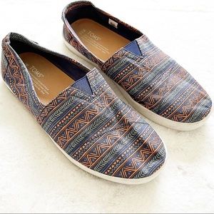 TOMS AZTEC BOHO SOUTHWESTERN SLIP ON SHOES SIZE 9.5 Mens